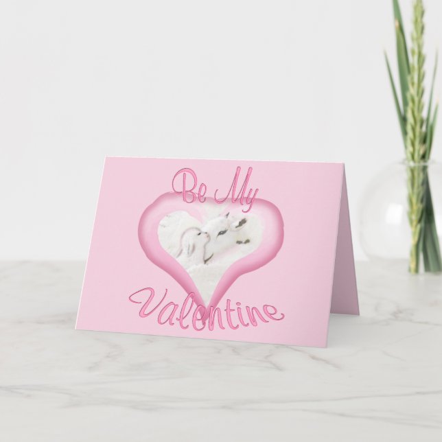 Carte Saint-Valentin pour chèvre rose et bébé (Devant)