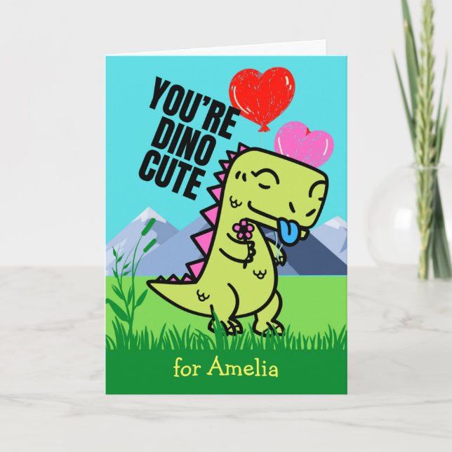 Carte Saint Valentin pour Godgirl Cute Dinosaur (Devant)