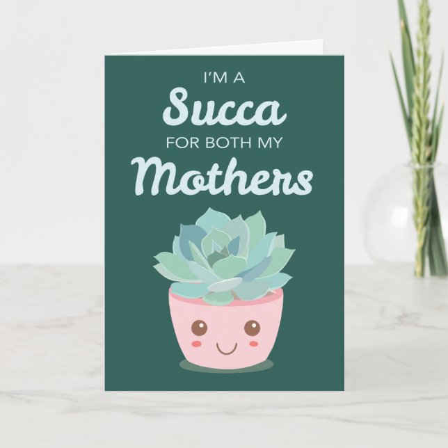 Carte Saint Valentin pour ma mère avec Kawaii Succulent (Devant)