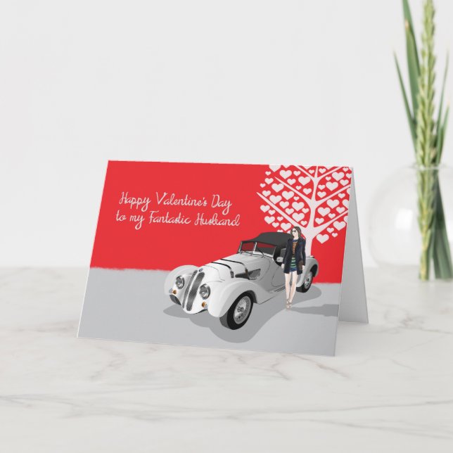 Carte Saint Valentin pour mari avec voiture Cool (Devant)