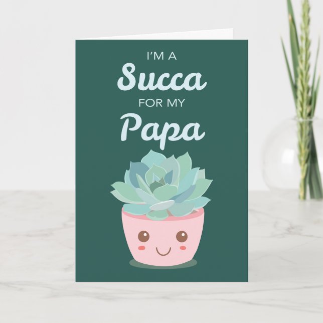 Carte Saint Valentin pour Papa avec Kawaii Succulent (Devant)