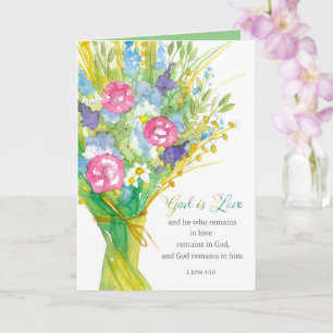 Carte Saint Valentin religieux 1 Jean 4:16 Fleur sauvage