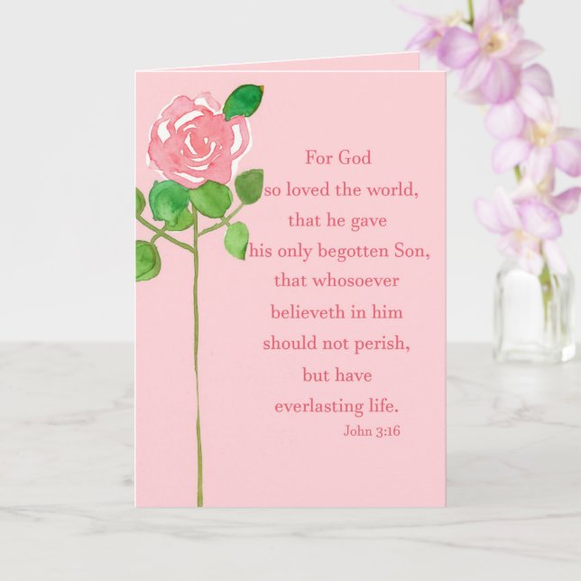 Carte Saint Valentin Religieux John Bible Verse Rose (Orchidée)
