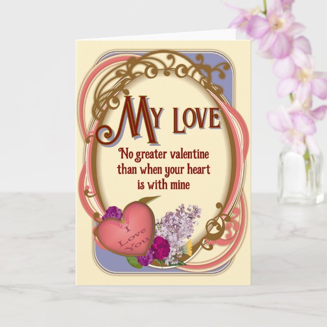 Carte Saint-Valentin romantique victorien personnalisabl (Orchidée)