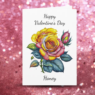 Carte Saint-Valentin Rose aquarelle