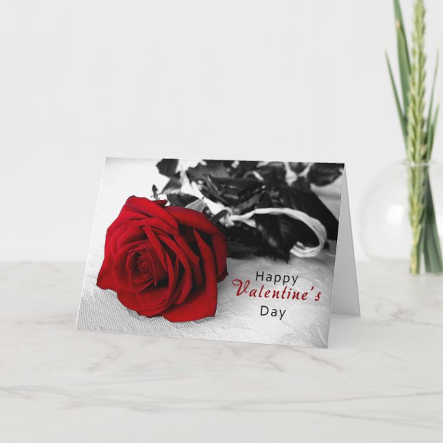 Carte Saint-Valentin - Rose noire et blanche (Devant)