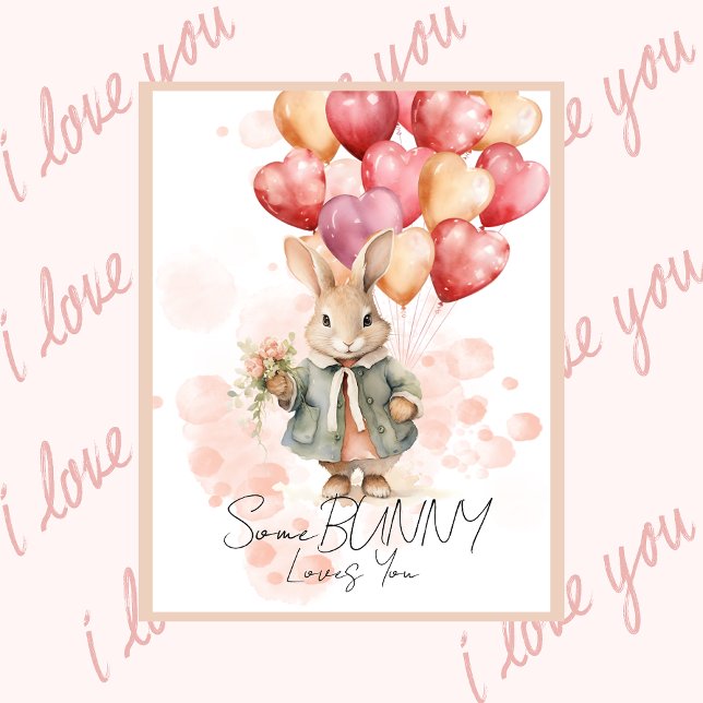 Carte Saint-Valentin Some Bunny Loves You avec cœu (Créateur téléchargé)