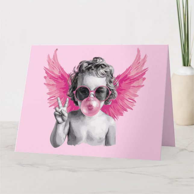 Carte Saint Valentin souffler la bulle Cupid Valentines  (Devant)