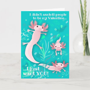 Carte Saint-Valentin sur mesure Axolotls rose