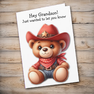 Carte Saint-Valentin Teddy Bear Cowboy Grandson