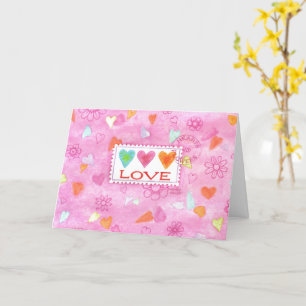 Carte Saint Valentin Trois Coeurs Love Stamp Card