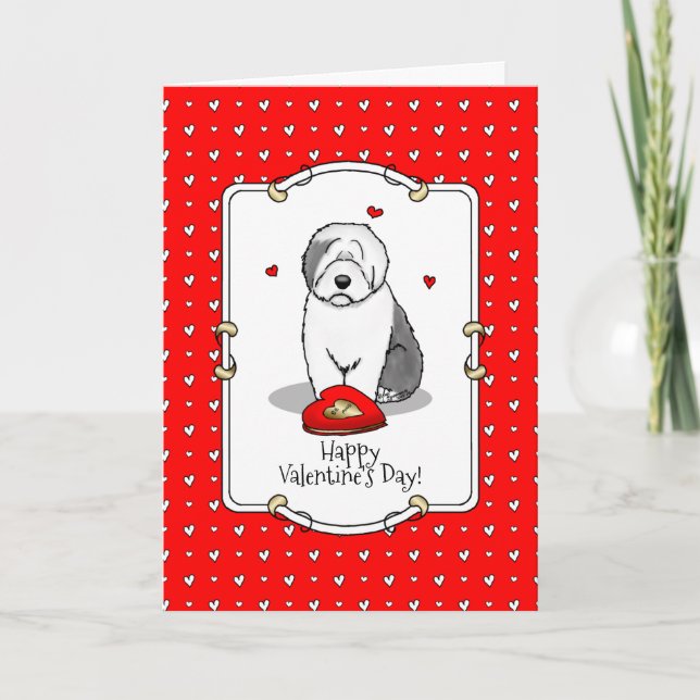 Carte Saint-Valentin Vieux-Anglais Sheepdog Grey 1 Cute (Devant)