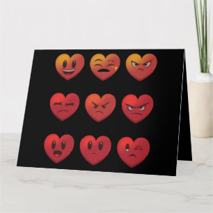 Carte Saint-Valentin Visages Rigolos Coeurs Drôle