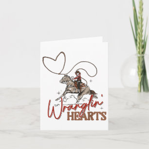 Carte Saint-Valentin western cow-boy Cœurs à lasso 
