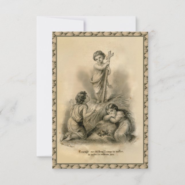 Carte Sainte ancienne de l'Enfant Jésus en croix e (Devant)