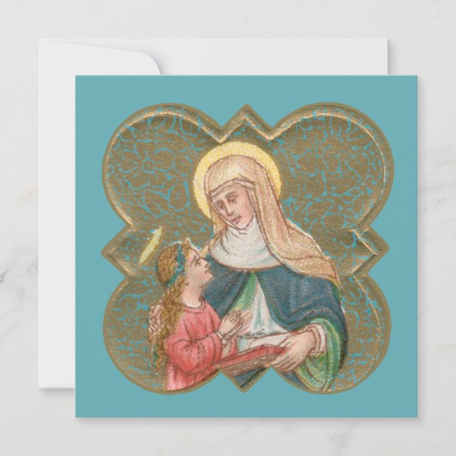 Carte Sainte-Anne et la BVM dans un Quatrefoil barbelé ( (Devant)