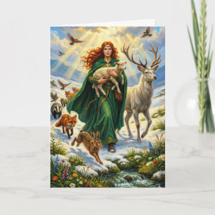 Carte Sainte Brigitte Déesse du Printemps Animaux de la