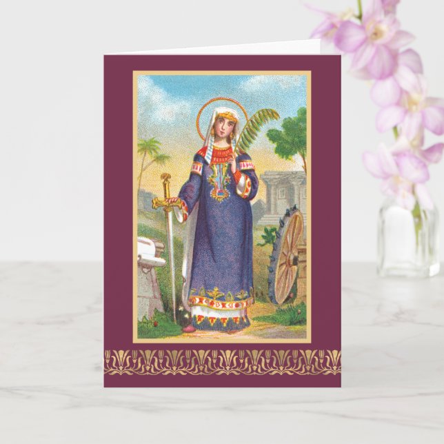Carte Sainte Catherine d'Alexandrie en robe égyptienne (Orchidée)