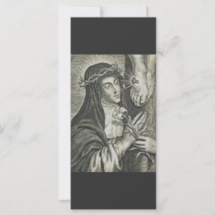 Carte Sainte Catherine de Sienne Crucifixion Art Noir Fo