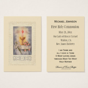 Carte Sainte catholique Jésus Première communion s
