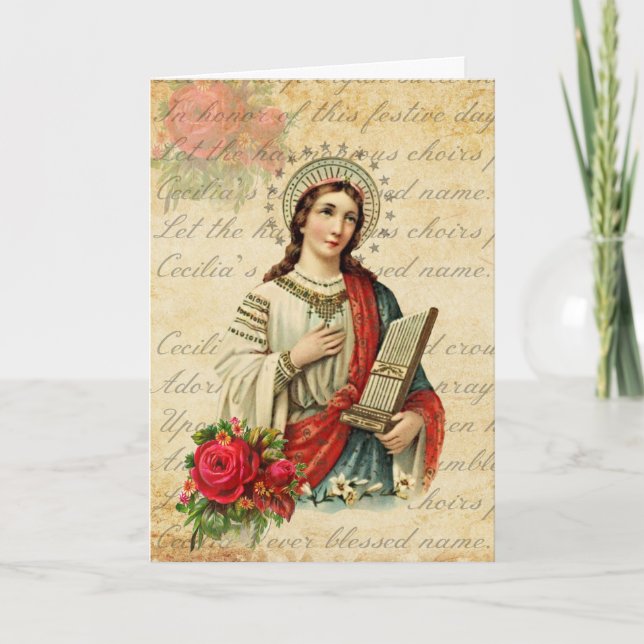 Carte Sainte Cecilia Patronesse des Musiciens Religieux (Devant)