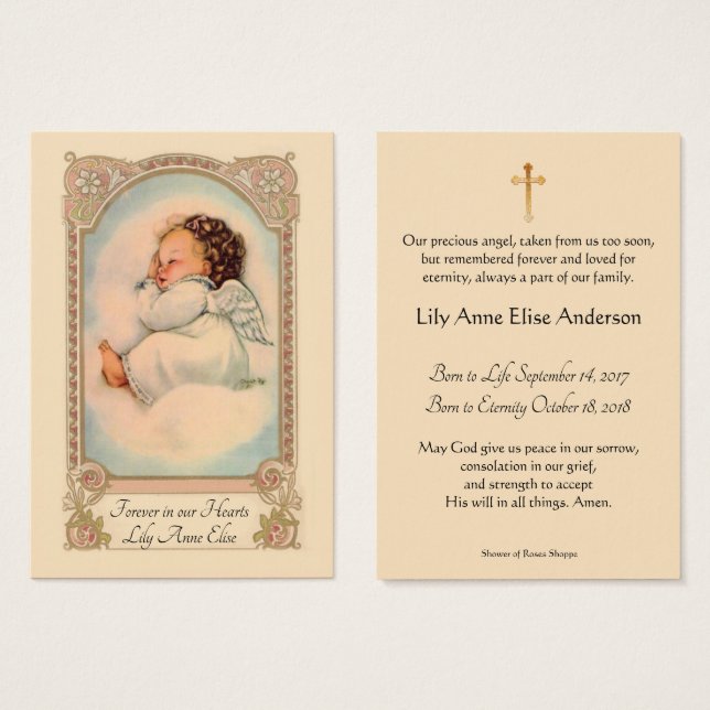 Carte sainte commémorative funèbre catholique de (Devant & derrière)