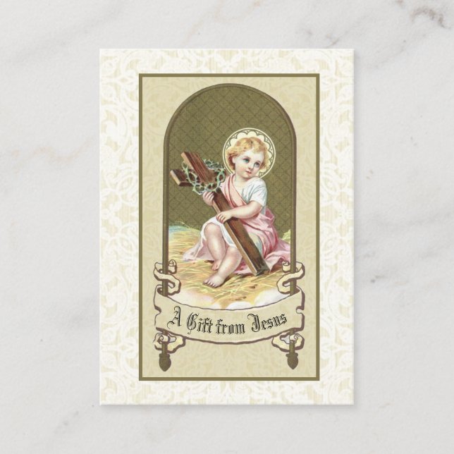 Carte sainte croisée infantile vintage religieuse (Devant)