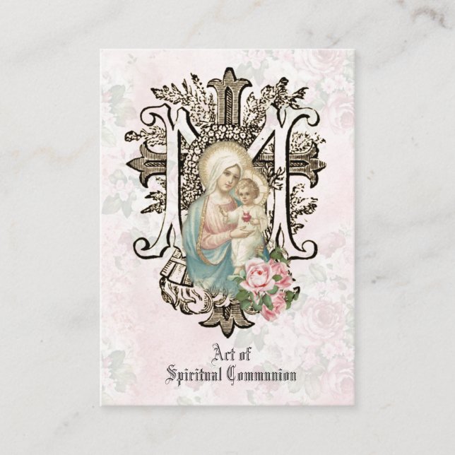 CARTE SAINTE DE COMMUNION SPIRITUELLE PRIÈRE CATHO (Devant)