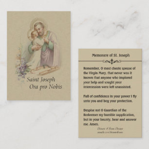 Carte sainte de Jésus Memorare d'enfant de St