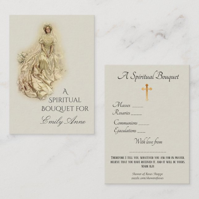 Carte sainte de prière de bouquet spirituel de (Devant / Derrière)