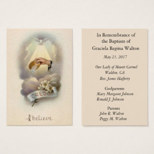 Carte sainte de souvenir baptismal catholique de