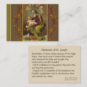 Carte sainte de St Joseph Memorare