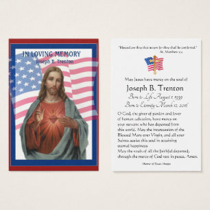 Carte Sainte du Mémorial catholique des funéraille