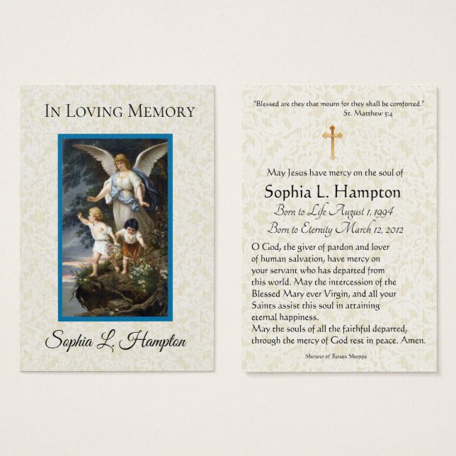 Carte Sainte du Mémorial funéraire catholique de l (Devant & derrière)