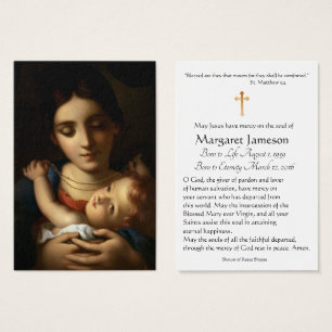 Carte Sainte du Mémorial funéraire catholique Vier