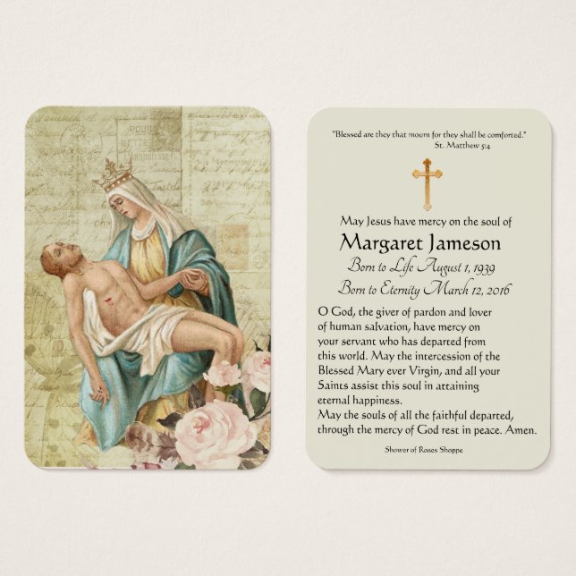Carte Sainte du Mémorial funéraire catholique Vier (Devant & derrière)