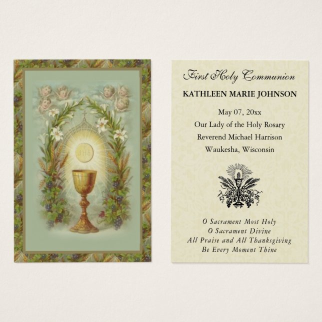 Carte Sainte du Souvenir catholique de la première (Devant & derrière)