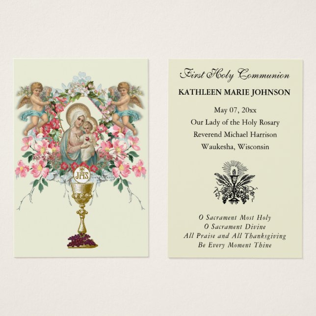 Carte Sainte du Souvenir catholique de la première (Devant & derrière)