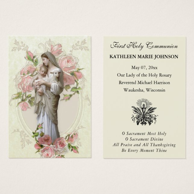 Carte Sainte du Souvenir catholique de la première (Devant & derrière)