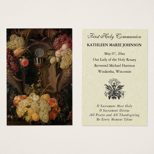 Carte Sainte du Souvenir catholique de la première (Devant & derrière)