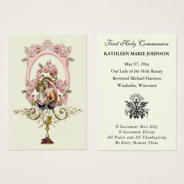 Carte Sainte du Souvenir catholique de la première (Devant & derrière)