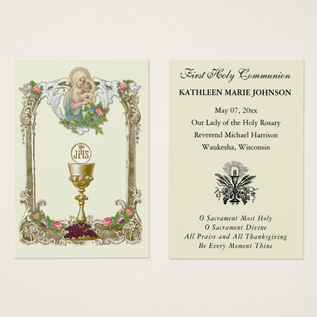 Carte Sainte du Souvenir catholique de la première (Devant & derrière)