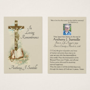 Carte sainte funèbre catholique crucifiée de Jé