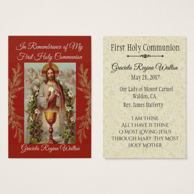 Carte Sainte Jésus Première Fleurs de la Communion (Devant & derrière)