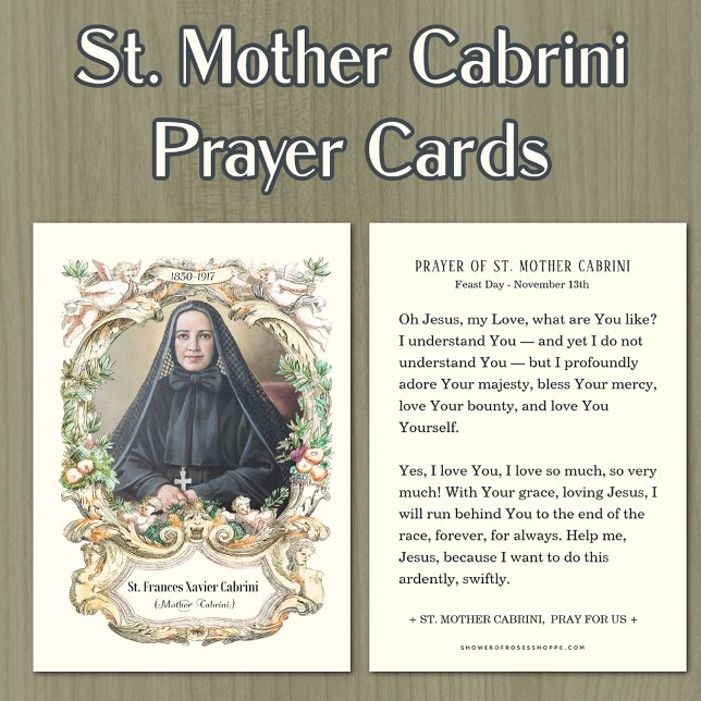 Carte Sainte Mère Cabrini Prière religieuse Nonne (Créateur téléchargé)