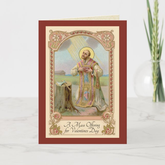 Carte Sainte Messe Catholique Offrant Saint-Valentin (Devant)