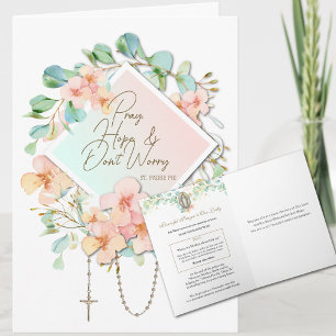 Carte Sainte Padre Pio Prière à la Vierge Marie Florale