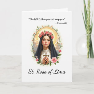 Carte Sainte Rose de Lima Roses de la Paix de Dieu Écrit