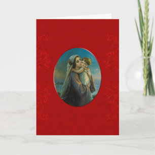 Carte Sainte Vierge Marie Bébé Jésus sur le Velvet rouge