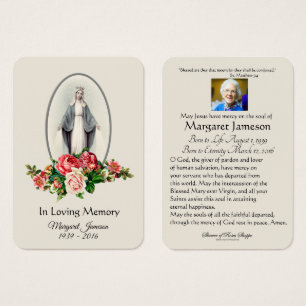 Carte Sainte Vierge Marie Florale Funéral -